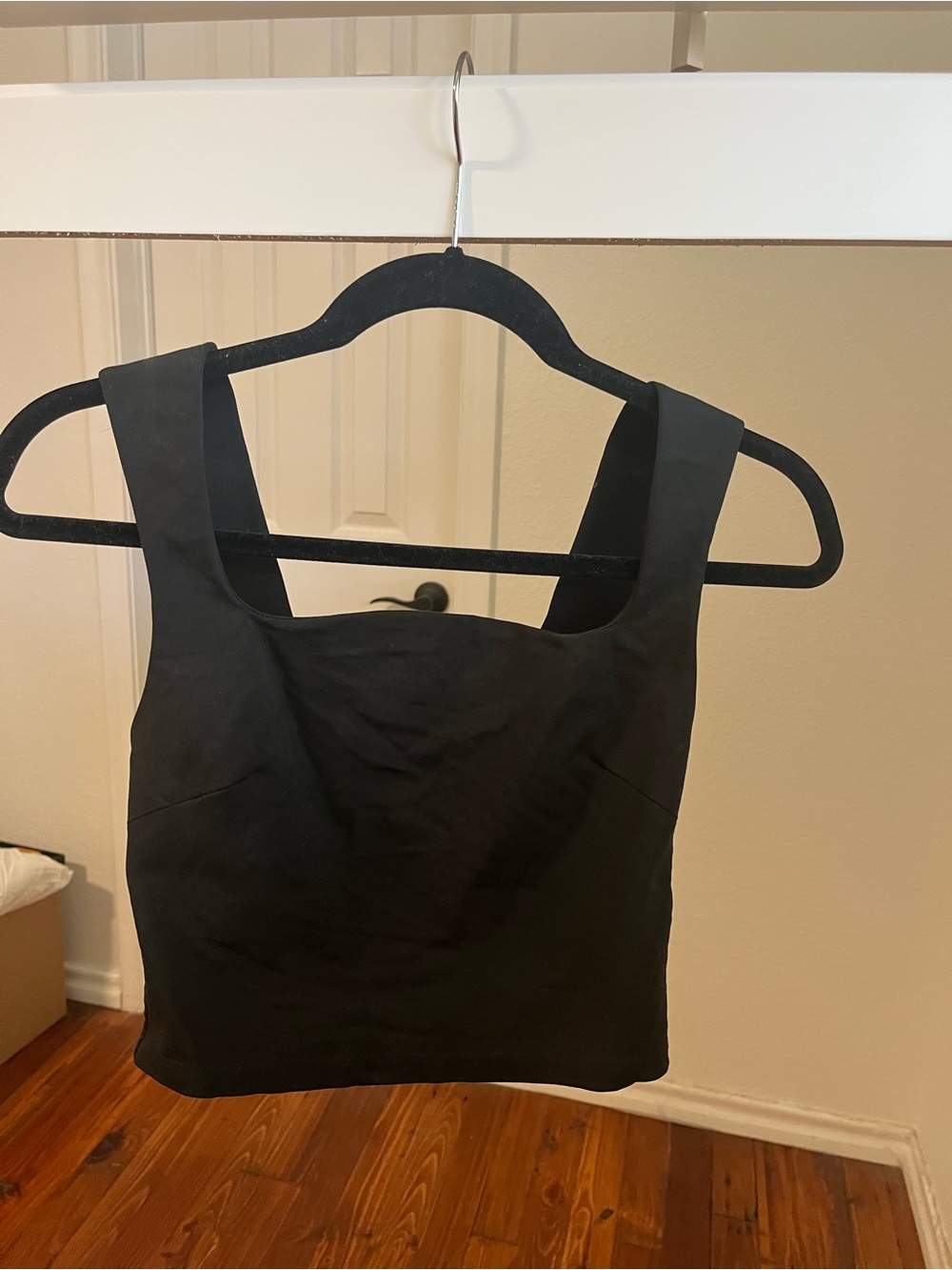 Reformation Black Square Neck Crop Top